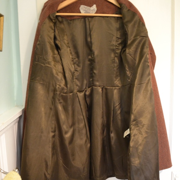 Women's Brown Wool Coat - Picture 5 of 6
